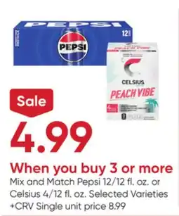 Stater Bros Pepsi 12/12 fl. oz. or Celsius 4/12 fl. oz offer