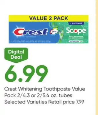 Stater Bros Crest Whitening Toothpaste Value Pack offer