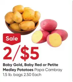 Stater Bros Baby Gold, Baby Red or Petite Medley Potatoes offer