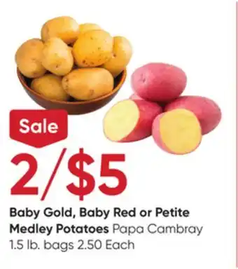 Stater Bros Baby Gold, Baby Red or Petite Medley Potatoes offer