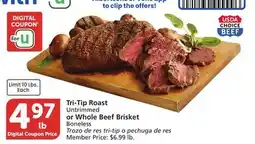 Albertsons Tri-Tip Roast, Untrimmed or Whole Beef Brisket Boneless offer