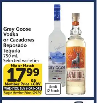 Albertsons Grey Goose Vodka or Cazadores Reposado Tequila offer