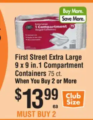 Smart & Final First Street Extra Large 9 x 9 in. 1 Compartment Containers offer