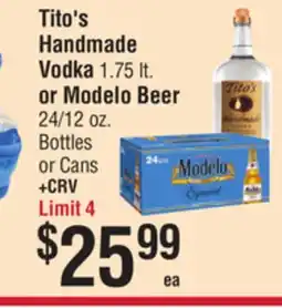 Smart & Final Tito's Handmade Vodka or Modelo Beer offer