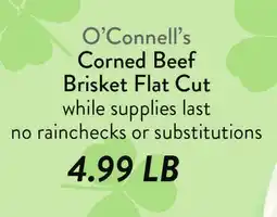 Fresh Thyme O'Connell's Corned Beef Brisket Point Cut offer