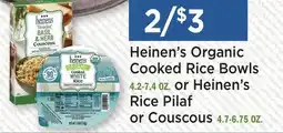 Heinen's Heinen's Organic Cooked Rice Bowls 4.2-7.4 OZ. or Heinen's Rice Pilaf or Couscous 4.7-6.75 OZ offer