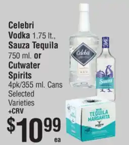 Smart & Final Celebri Vodka, Sauza Tequila or Cutwater Spirits offer