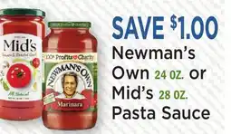 Heinen's Newman's Own 24 OZ. or Mid's 28 OZ. Pasta Sauce offer