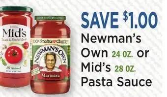 Heinen's Newman's Own 24 OZ. or Mid's 28 OZ. Pasta Sauce offer