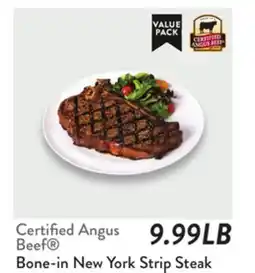 Fresh Thyme Certified Angus Beef Bone-in New York Strip Steak offer