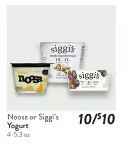 Fresh Thyme Noosa or Siggi's Yogurt offer