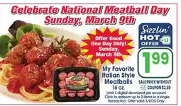 Jewel-Osco My Favorite Italian Style Meatballs offer