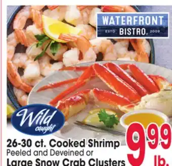 Jewel-Osco 26-30 ct. Cooked Shrimp Peeled and Deveined or Large Snow Crab Clusters offer