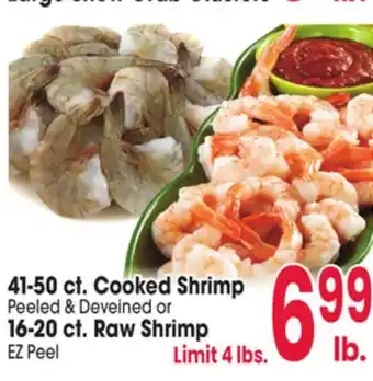 Jewel-Osco 41-50 Ct. Cooked Shrimp Peeled & Deveined or 16-20 ct. Raw Shrimp EZ Peel offer