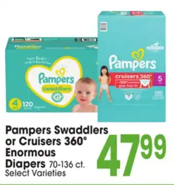 Jewel-Osco Pampers Swaddlers or Enormous Diapers offer