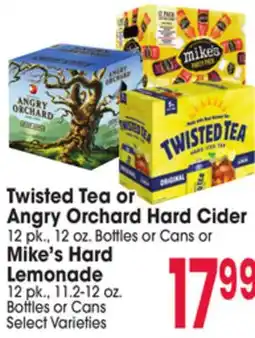 Jewel-Osco Twisted Tea or Angry Orchard Hard Cider 12 pk., 12 oz. Bottles or Cans or Mike's Hard Lemonade offer