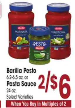 Jewel-Osco Barilla Pesto 6.2-6.5 oz. or Pasta Sauce 24 oz offer