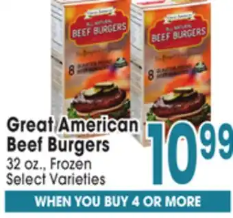 Jewel-Osco Great American Beef Burgers offer