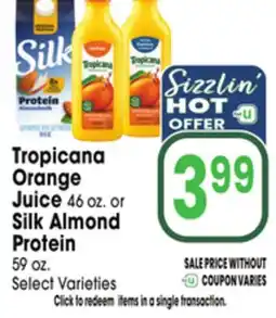 Jewel-Osco Tropicana Orange Juice 46 oz. or Silk Almond Protein 59 oz offer