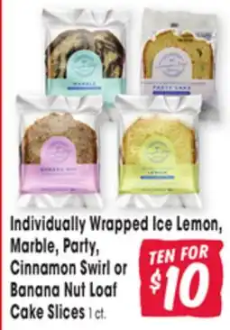 Jewel-Osco Individually Wrapped Ice Lemon, Marble, Party, Cinnamon Swirl or Banana Nut Loaf Cake Slices offer