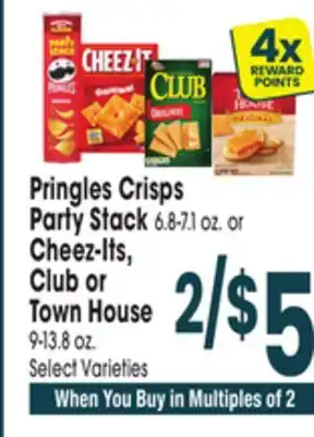 Jewel-Osco Pringles Crisps Party Stack 6.8-7.1 oz. or Cheez-Its, Club or Town House 9-13.8 oz offer