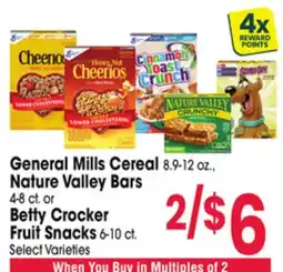 Jewel-Osco General Mills Cereal 8.9-12 oz., Nature Valley Bars 4-8 ct. or Betty Crocker Fruit Snacks 6-10 ct offer