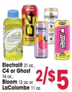 Jewel-Osco Electrolit 21 oz., C4 or Ghost 16 oz., Bloom 12 oz. or LaColombe 11 oz offer