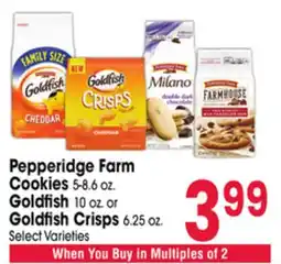 Jewel-Osco Pepperidge Farm Cookies 5-8.6 oz. Goldfish 10 oz. or Goldfish Crisps 6.25 oz offer