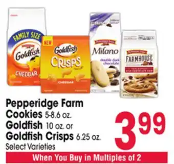 Jewel-Osco Pepperidge Farm Cookies 5-8.6 oz. Goldfish 10 oz. or Goldfish Crisps 6.25 oz offer