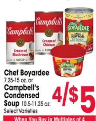 Jewel-Osco Chef Boyardee 7.25-15 oz. or Campbell's Condensed Soup 10.5-11.25 oz offer