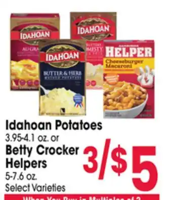 Jewel-Osco Idahoan Potatoes 3.95-4.1 oz. or Betty Crocker Helpers 5-7.6 oz offer