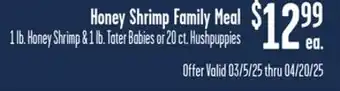 Jewel-Osco Honey Shrimp Family Meal offer