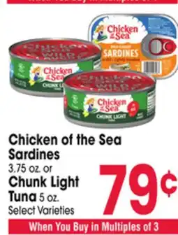 Jewel-Osco Chicken of the Sea Sardines 3.75 oz. or Chunk Light Tuna 5 oz offer