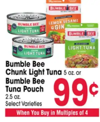 Jewel-Osco Bumble Bee Chunk Light Tuna 5 oz. or Bumble Bee Tuna Pouch 2.5 oz offer