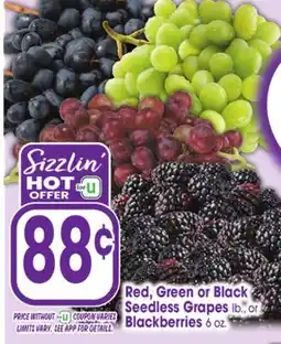 Jewel-Osco Red, Green or Black Seedless Grapes lb., or Blackberries 6 oz offer