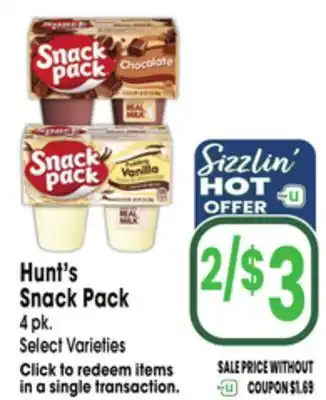 Jewel-Osco Hunt's Snack Pack offer