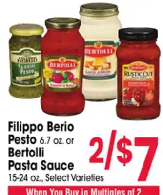 Jewel-Osco Filippo Berio Pesto 6.7 oz. or Bertolli Pasta Sauce 15-oz offer