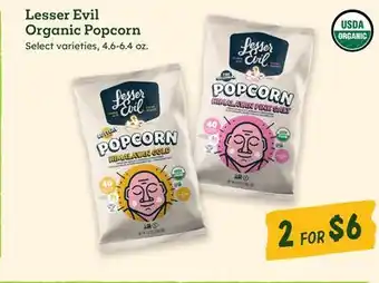 Sprouts Farmers Market Lesser Evil Organic Popcorn offer