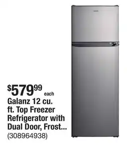 The Home Depot Galanz 12 cu. ft. Top Freezer Refrigerator with Dual Door, Frost Free in Stainless Steel offer