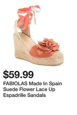 Marshalls FABIOLAS Made In Spain Suede Flower Lace Up Espadrille Sandals offer