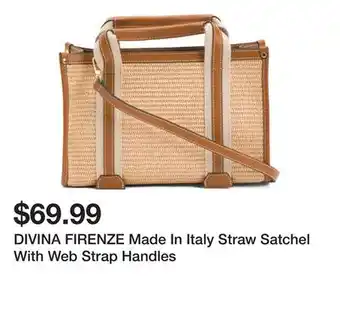 Marshalls DIVINA FIRENZE Made In Italy Straw Satchel With Web Strap Handles offer