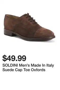 Marshalls SOLDINI Men's Made In Italy Suede Cap Toe Oxfords offer