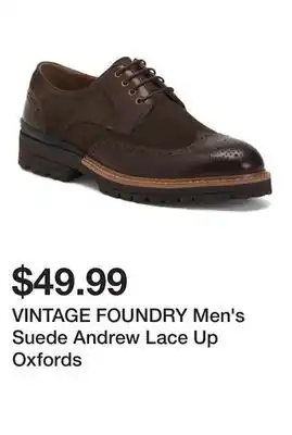 Marshalls VINTAGE FOUNDRY Men's Suede Andrew Lace Up Oxfords offer