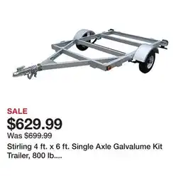 Tractor Supply Company Stirling 4 ft. x 6 ft. Single Axle Galvalume Kit Trailer, 800 lb. Max Capacity offer