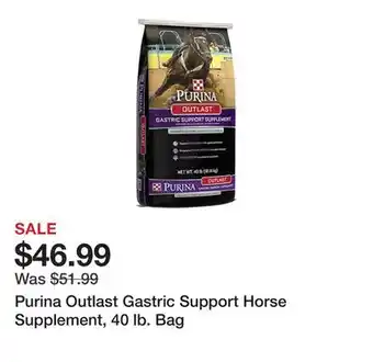 Tractor Supply Company Purina Outlast Gastric Support Horse Supplement, 40 lb. Bag offer