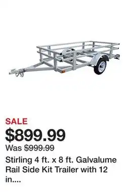 Tractor Supply Company Stirling 4 ft. x 8 ft. Galvalume Rail Side Kit Trailer with 12 in. Wheels, 1,000 lb. Max Capacity offer