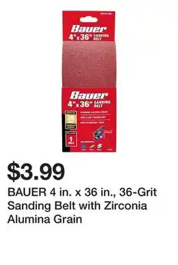 Harbor Freight Tools BAUER 4 in. x 36 in., 36-Grit Sanding Belt with Zirconia Alumina Grain offer