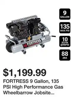 Harbor Freight Tools FORTRESS 9 Gallon, 135 PSI High Performance Gas Wheelbarrow Jobsite Air Compressor offer