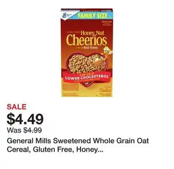 Wegmans General Mills Sweetened Whole Grain Oat Cereal, Gluten Free, Honey Nut, Family Size offer