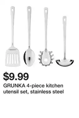 Ikea GRUNKA 4-piece kitchen utensil set, stainless steel offer